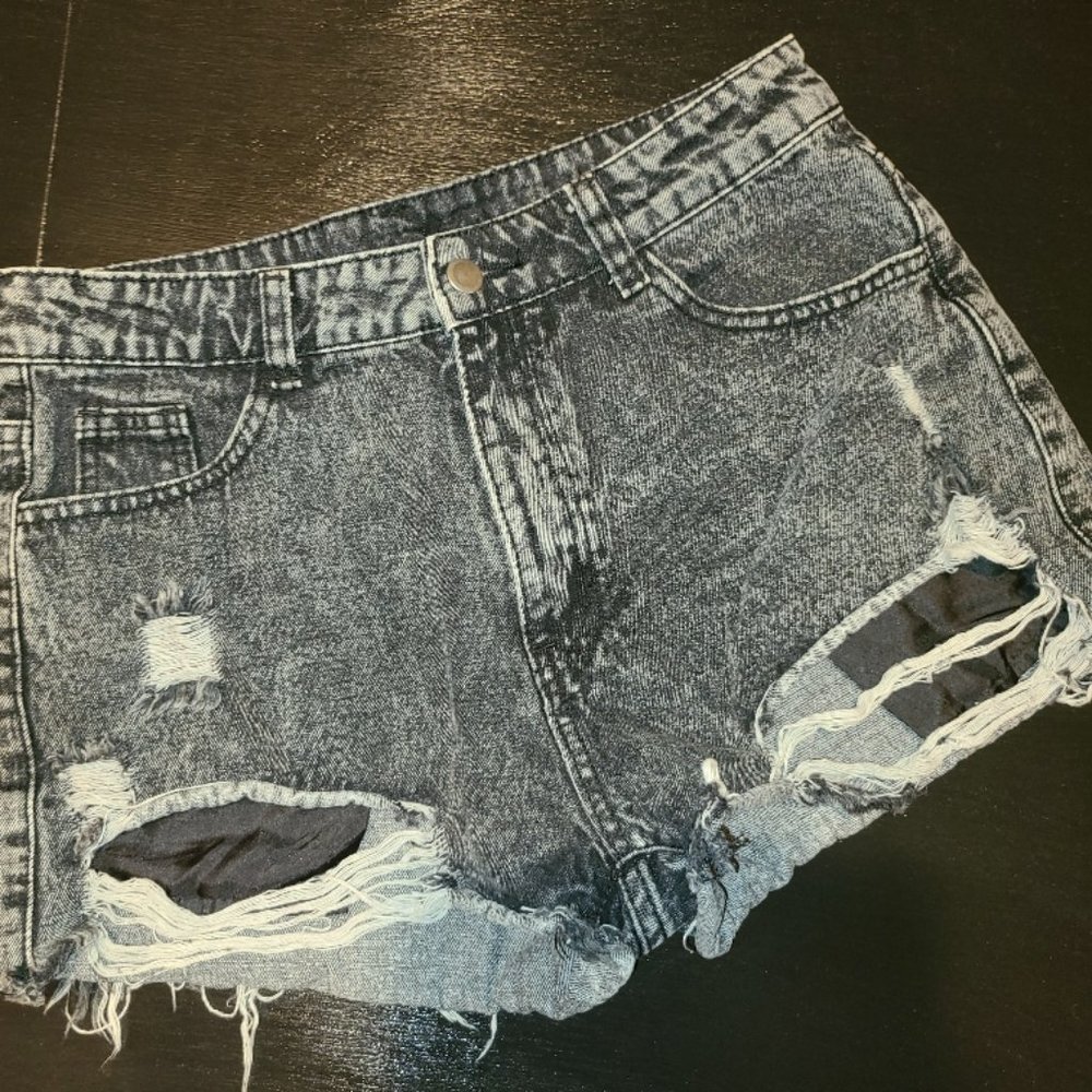 Distressed Acid Wash Jean Shorts